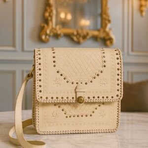 Elegant Bohemiam White Leather Bag
